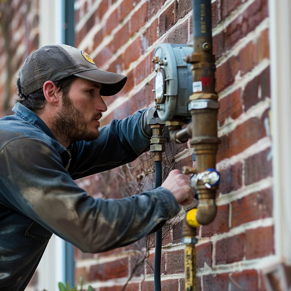 Man installing gas lines