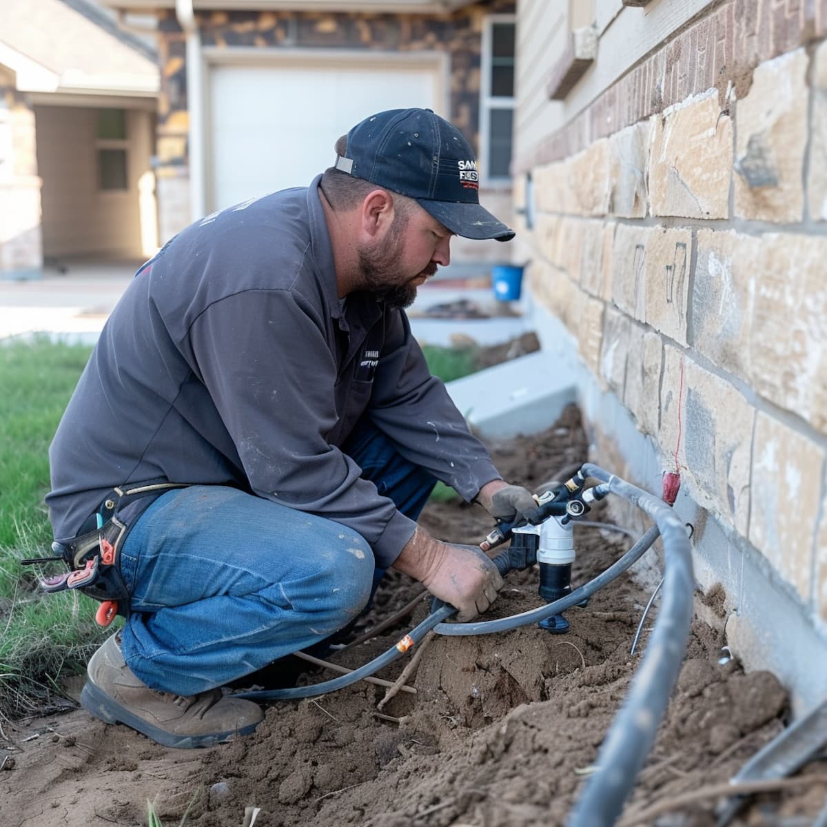 Man working on gas lines