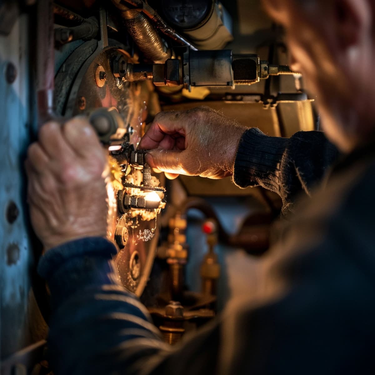 Working on a boiler